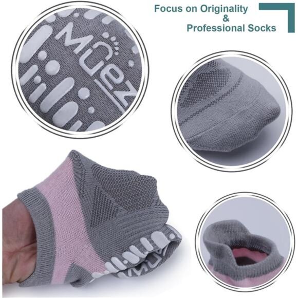 Non Slip Yoga Socks for Women,Anti-Skid Pilates,Barre, Hospital Socks with Grips - Picture 4 of 7